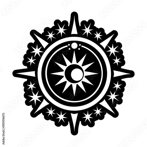 A solid style icon of celestial glow symbol