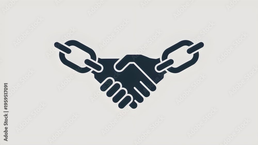 Fototapeta premium Abstract secure connection handshake symbol – Perfect for corporate trust identity, legal agreement icons, or digital security.