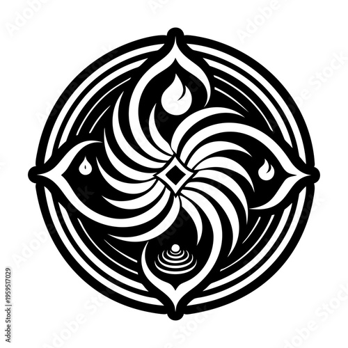 A glyph icon of divine element symbol