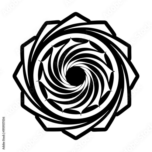 A solid icon of vortex spiral symbol