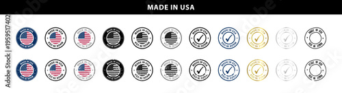 Made in USA badge icon with American flag