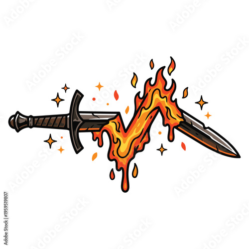 Flaming Sword with Fire and Sparks.