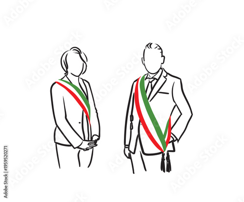 bourgmestres homme et femme représentants des communes et villes italiennes