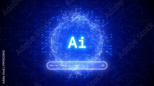 AI Chatbot Interface Glowing Sphere – Digital Artificial Intelligence Assistant Chat Prompt Technology Motion Background 4K