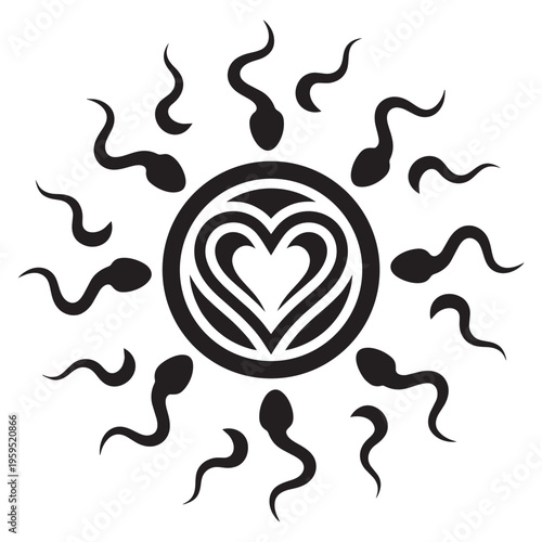 Sperm cells forming a heart shape.