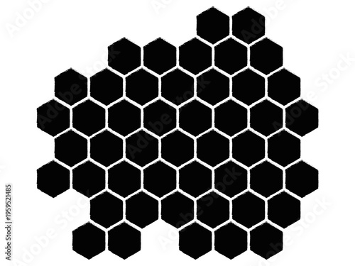 Honeycomb hexagonal pattern background. Propolis Honeycomb brush stroke sketch structure. Honey comb, pollen, wax, parchment and bee products in sketch style. Stock vector illustration isolated 