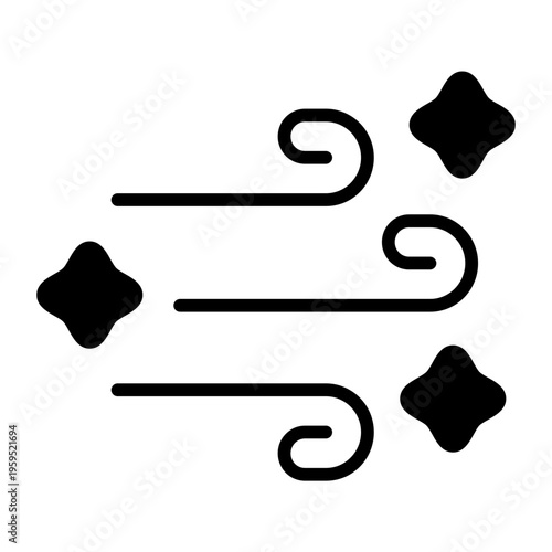 Wind gusts icon black line art swirl airflow symbol