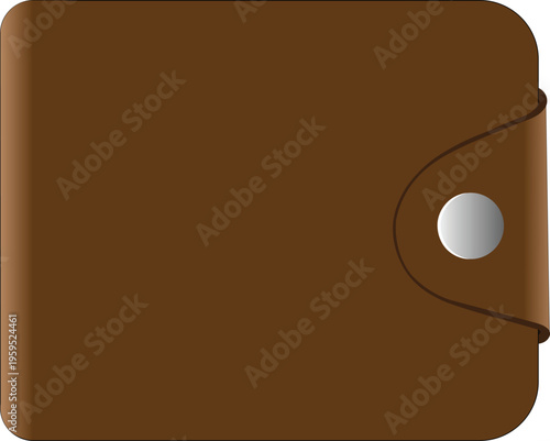 closed brown leather wallet front view vector illustration.
