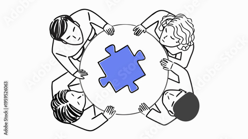 Diverse coworkers collaborating on jigsaw puzzle teamwork and partnership concept business strategy problem solving communication