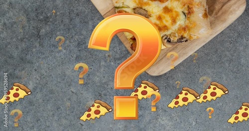 Animation of question marks over pizza icons