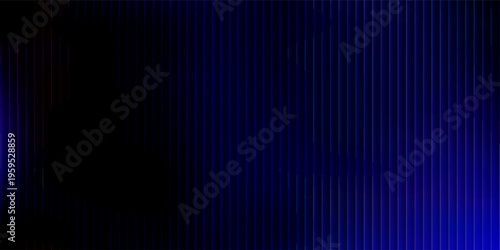 A visually striking abstract composition featuring luminous vertical lines in a vibrant blue hue against a deep, dark background, evoking a sense of advanced technology and digital.