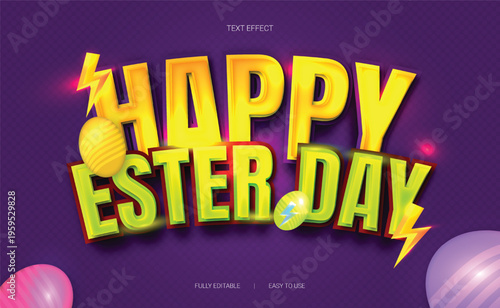 Editable text style effect easter day