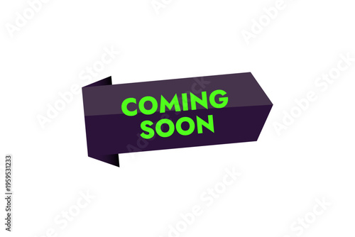 Vector Coming Soon Origami Banner Modern Arrow Ribbon Label for Product Launch