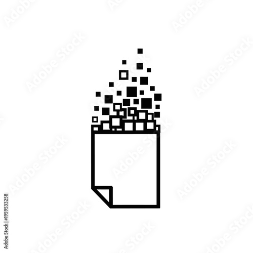 Dissolving Document Icon: Data Loss, Digital Transformation, Information Disintegration