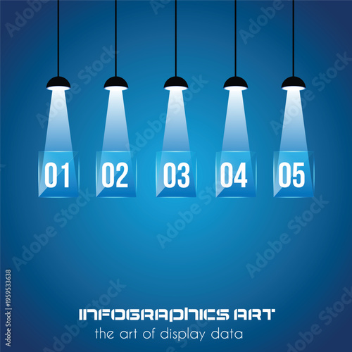 5 Steps Spotlight Hanging Lamps Infographic Set
