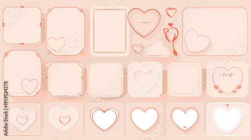 A minimalist heart design with a soft, peach-colored background and white and orange outlines, conveying love and warmth.
