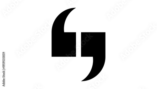 Quotation mark, black isolated silhouette