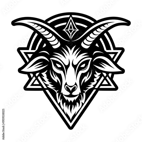 A filled style icon of baphomet head tattoo