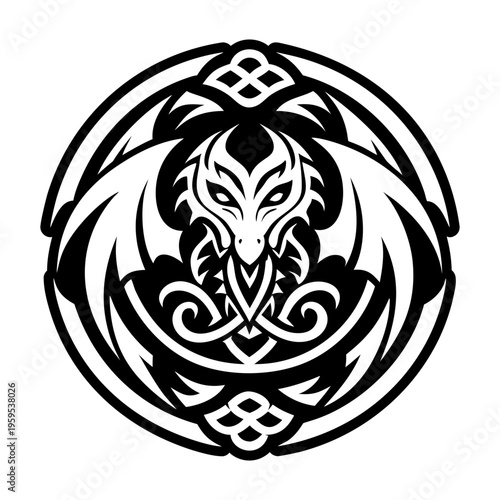A glyph style icon of abyssal dragon symbol