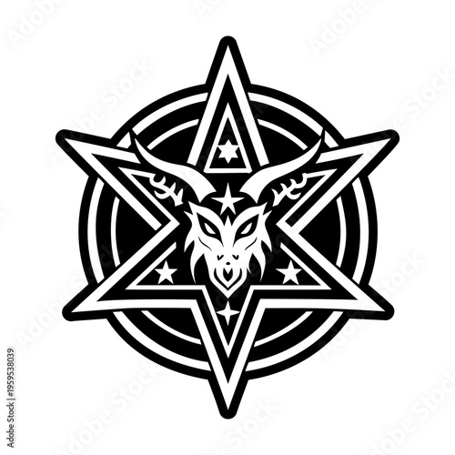 A solid style icon of baphomet star symbol