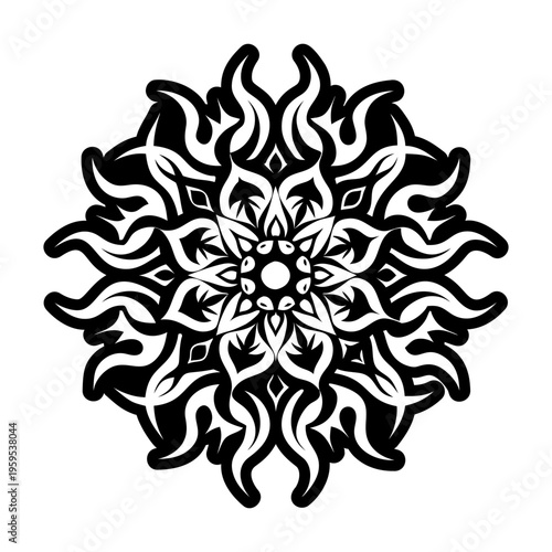 A glyph style icon of mandala tattoo