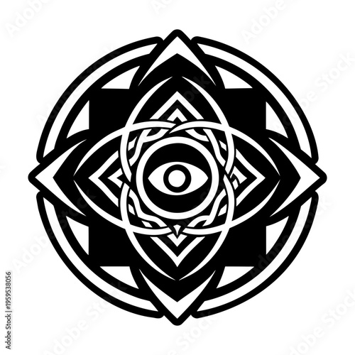 A glyph style icon of satanic eye symbol