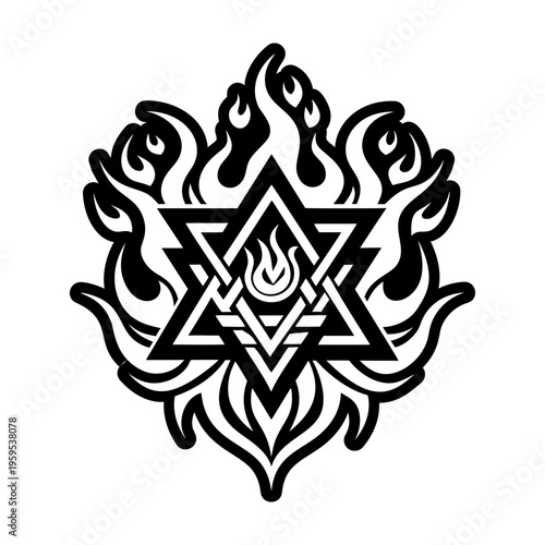 A solid style icon of satanic sigil symbol