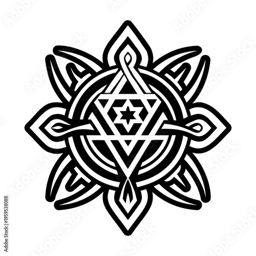 A glyph style icon of veil sigil tattoo