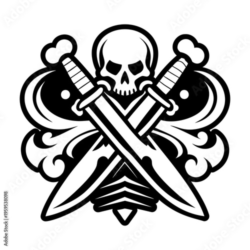 A glyph style icon of crossed skull symbol