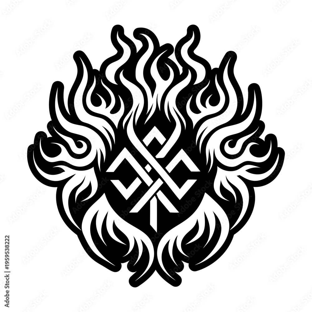 Obraz premium A filled style icon of fire rune symbol