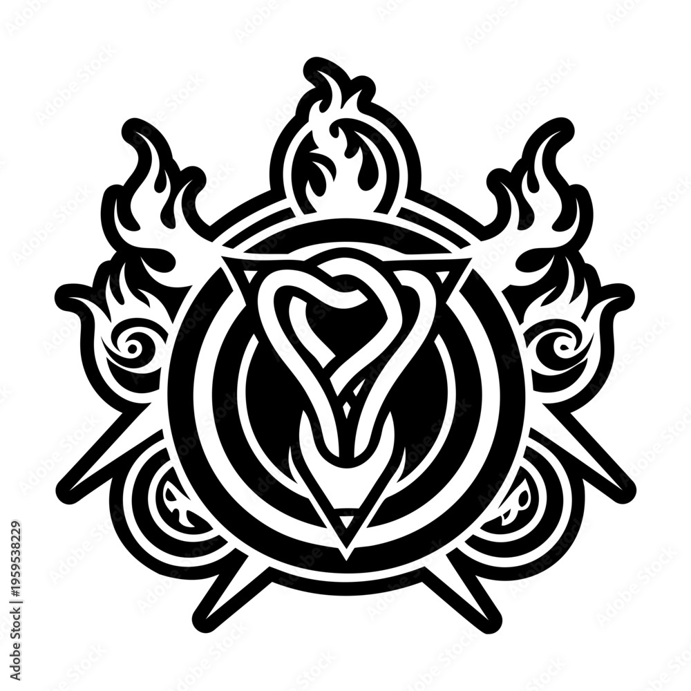 Naklejka premium A solid style icon of fire serpent tattoo
