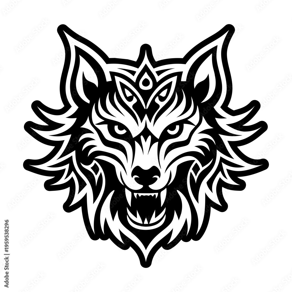 Fototapeta premium A solid style icon of wolf head tattoo