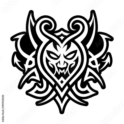 A glyph style icon of devil script tattoo