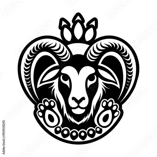 A filled style icon of goat symbol