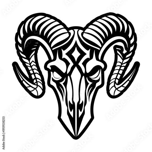 A solid style icon of goat skull tattoo
