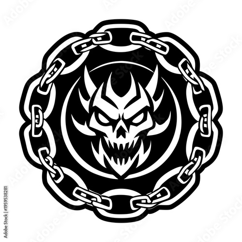 A filled style icon of evil spirit tattoo