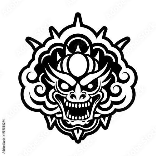 A solid style icon of evil head symbol