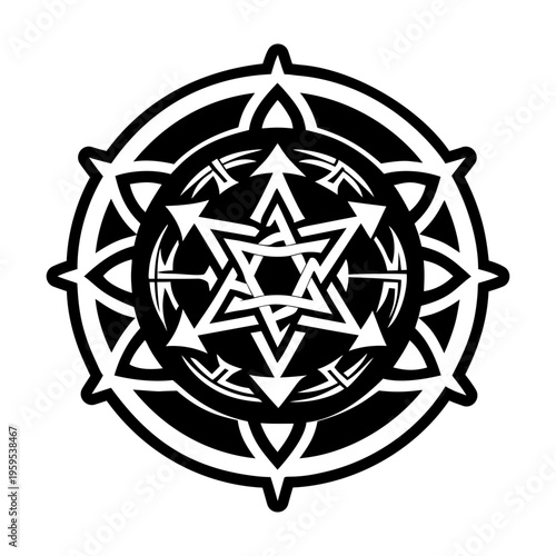 A glyph style icon of ritual circle symbol