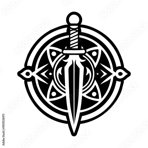 A solid style icon of dagger symbol
