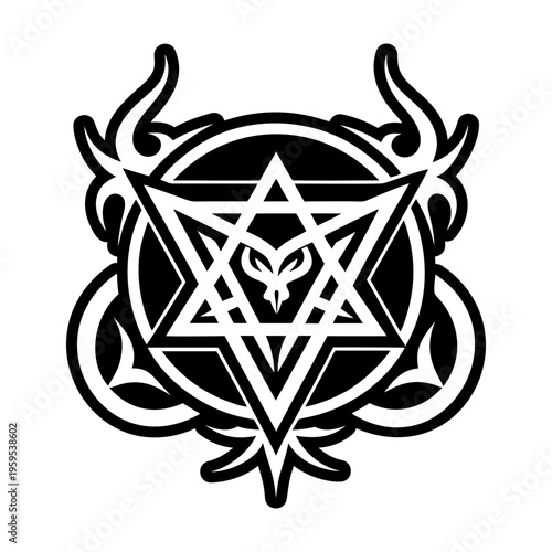 A filled style icon of satanic pentagram symbol