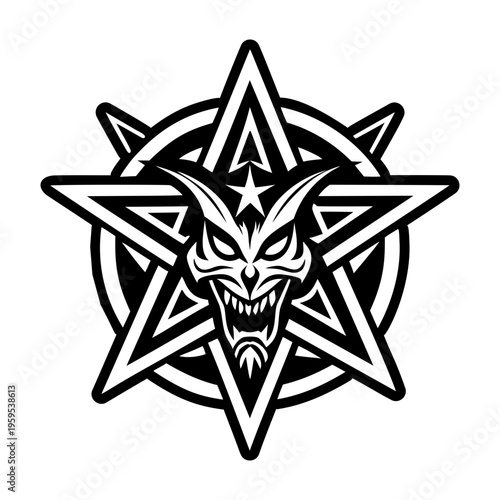 A solid style icon of satanic head tattoo