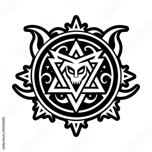 A glyph style icon of satanic talisman symbol