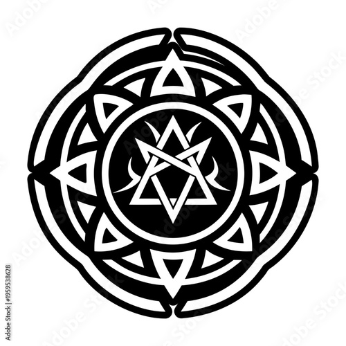 A glyph style icon of satanic seal tattoo