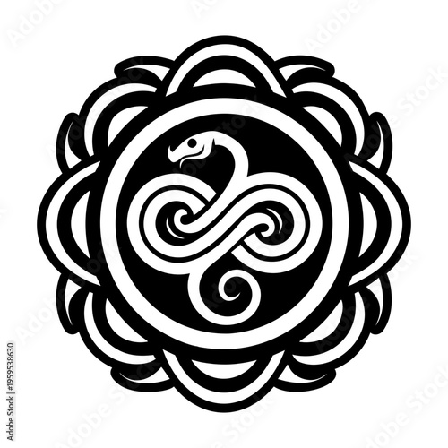 A glyph style icon of serpent symbol