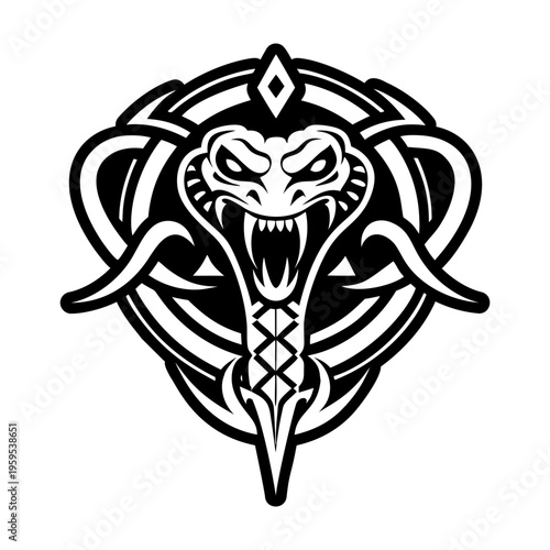 A solid style icon of snake tattoo