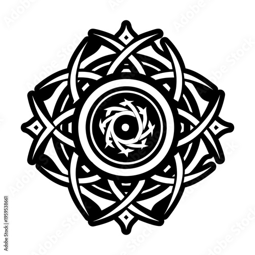 A glyph style icon of demon spiral tattoo