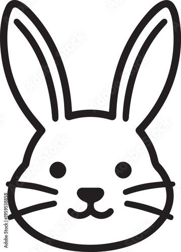 A cute bunny face with big ears and happy expression, perfect for design usage. 