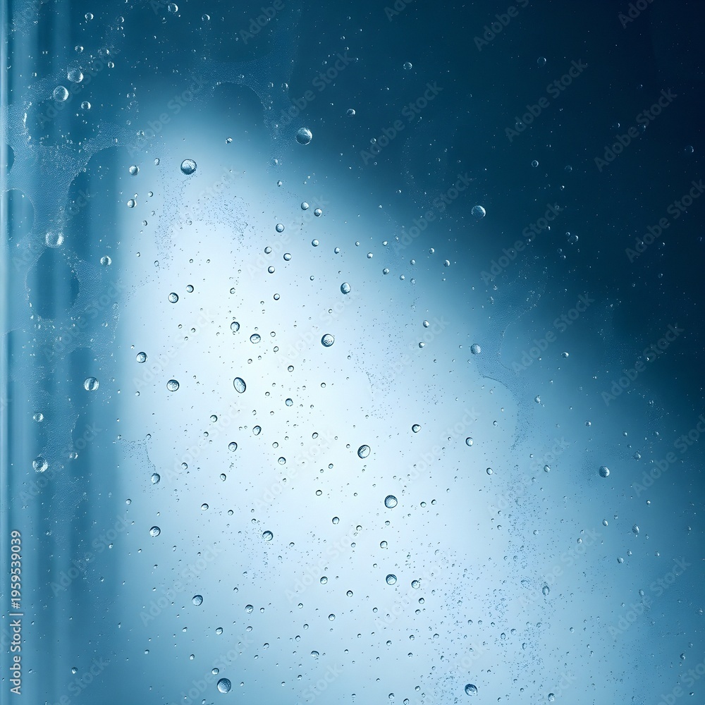 Obraz premium Abstract Moisture Droplets on Glass with Minimalist Cool Lighting