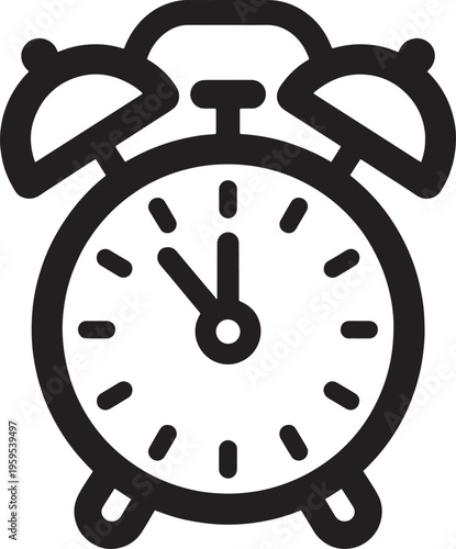 Simple illustration of classic alarm clock with ringing bells