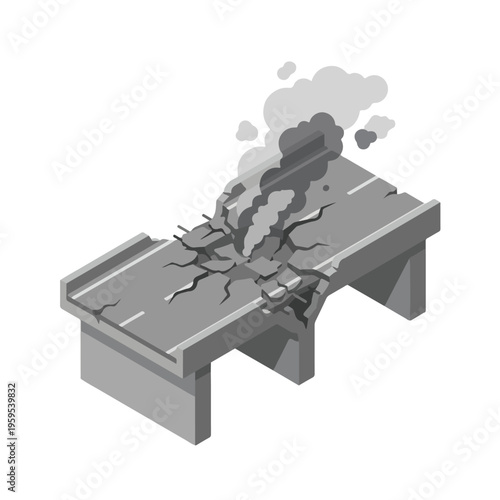 vector isometric condition of damaged road with holes due to missile attack 008